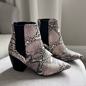 Snake print ankle boots